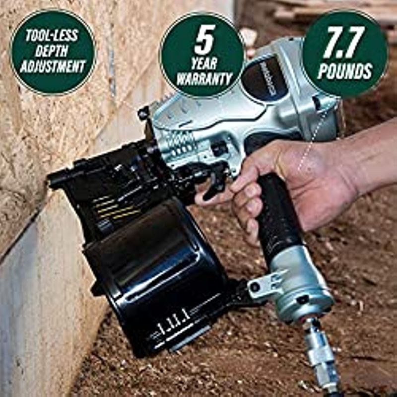 Metabo HPT Coil Framing Nailer | Pneumatic, 1-3/4-Inch up to 3-1/2-Inch | Wire Collated Coil Framing Nails | Tool-less Depth Adjustment...