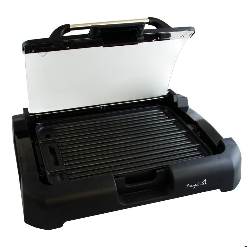 Megachef Reversible Indoor Grill and Griddle with Removable Glass Lid