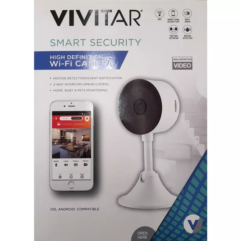 Vivitar IPC112G 720p HD Indoor Wide Angle View Security Wi-Fi Camera with 16' Night Vision White