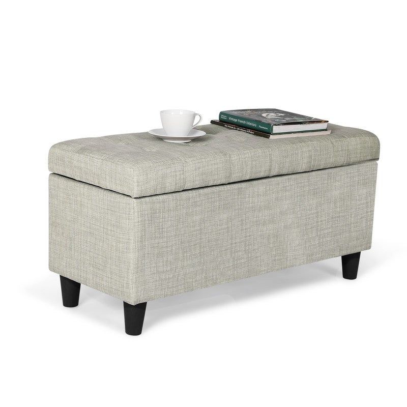 Adeco Storage Ottoman Bed Bench Fabric Tufted Upholstered Foot Stool - Teal