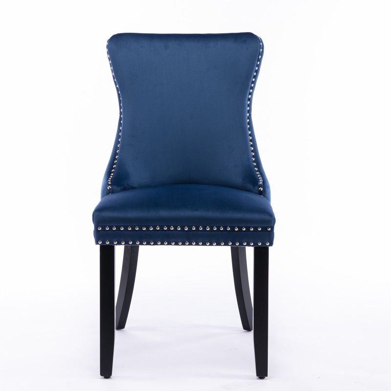 Upholstered Wing-Back Dining Chairs(Set of 2) - N/A - Blue