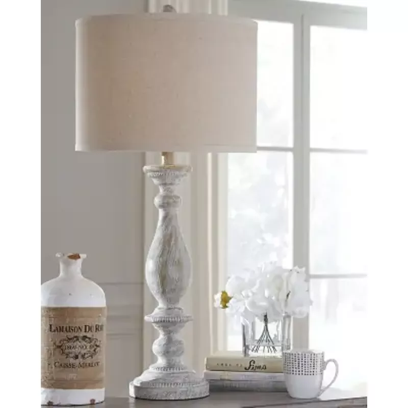 Whitewash Bernadate Poly Table Lamp (2/CN)