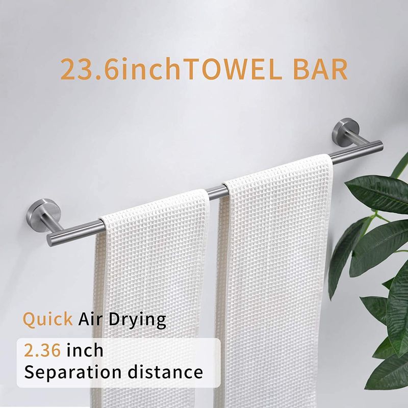 Brushed Multi-piece 304 Stainless Steel Bathroom Hanger - Brushed - Silver