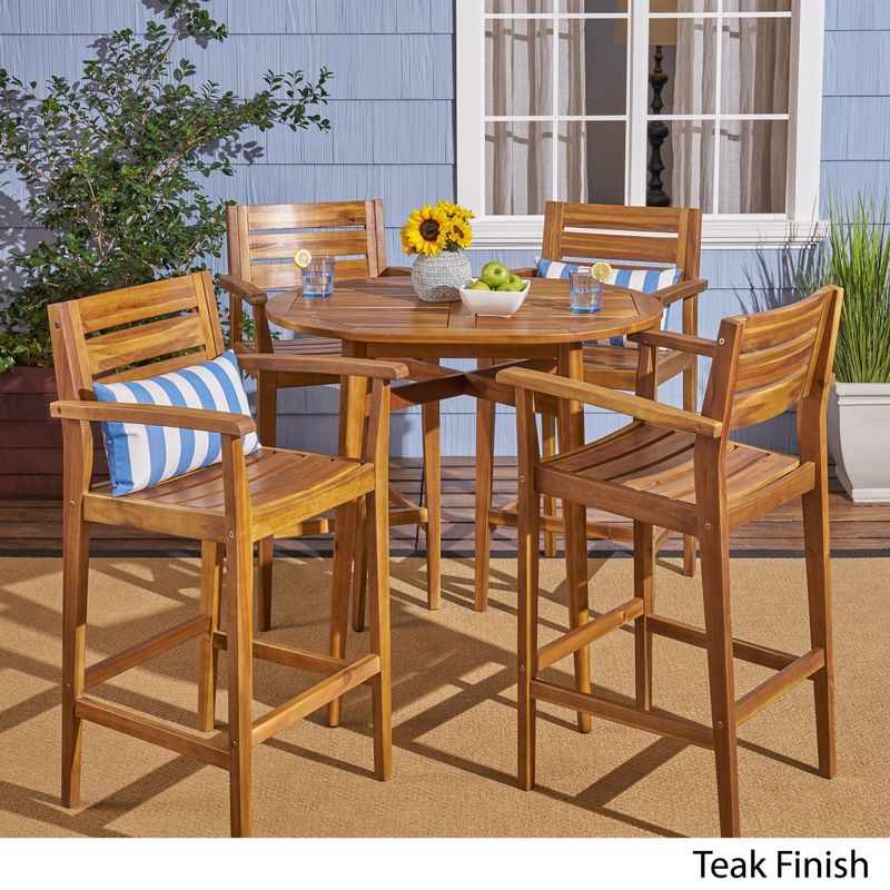 Stamford Outdoor Rustic 5 Piece Acacia Wood Bar Set by Christopher Knight Home - gray
