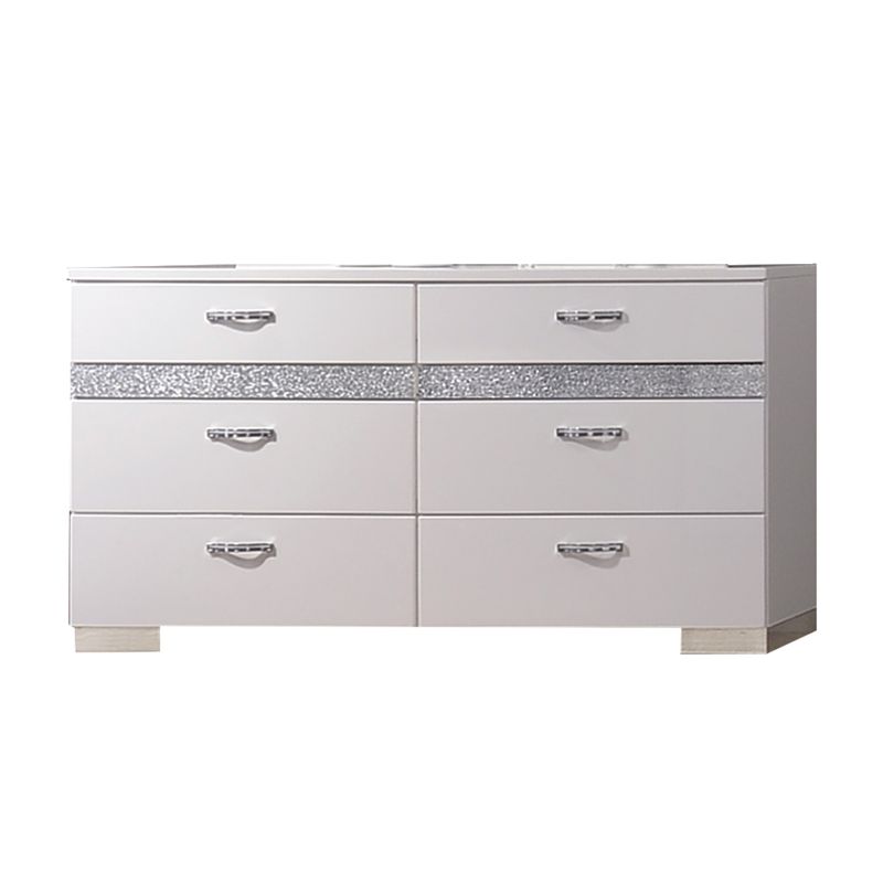 Acme Adair 6-Drawer Dresser with Hidden Jewelry Drawer in White