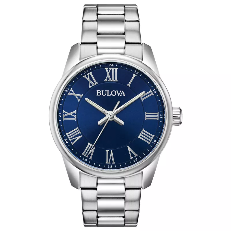 Rent to own Bulova - Men's Corporate Exclusive Silver-Tone Stainless ...