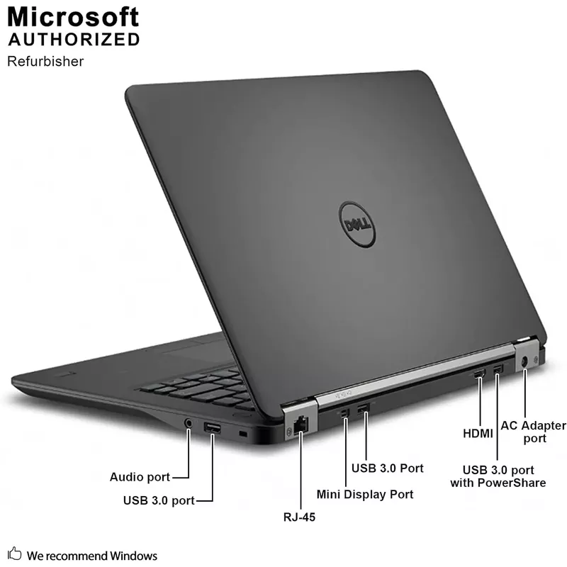 Dell Latitude E7450 Laptop Computer, 2.30 GHz Intel i5 Quad Core Gen 5, 8GB DDR3 RAM, 250GB SSD Hard Drive, Windows 10 Professional 64 Bit, 14" Screen (Refurbished)