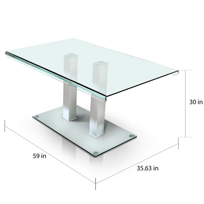 Furniture of America Ezreal Contemporary Tempered Glass Silver Dining Table - Silver