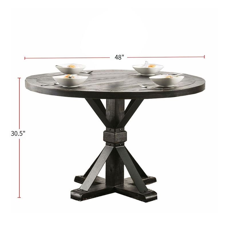 Metal and Wood Dining Table in Antique Black - Rectangular - Antique Black