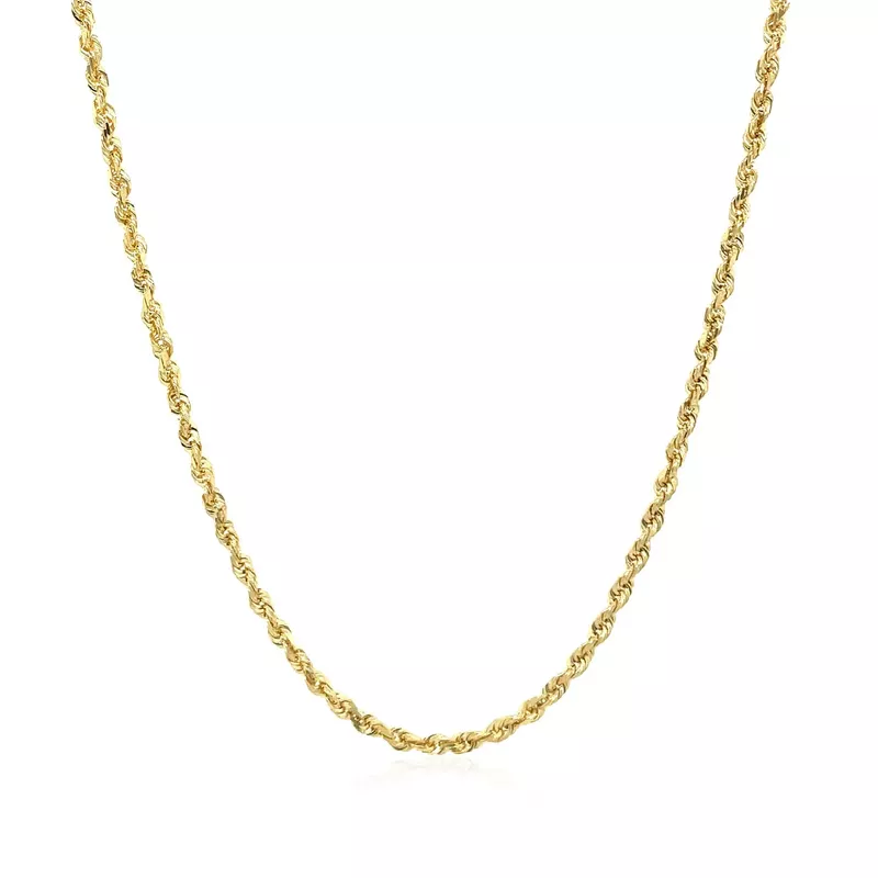 2.0mm 10k Yellow Gold Solid Diamond Cut Rope Chain (20 Inch)