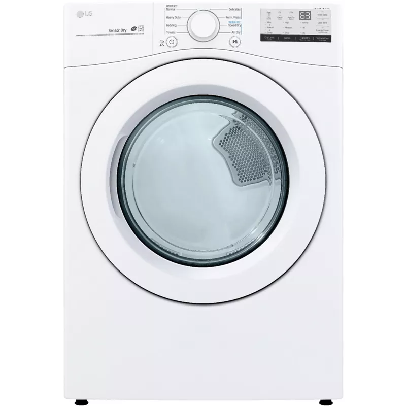 LG - 7.4 Cu. Ft. Stackable Electric Dryer with FlowSense - White