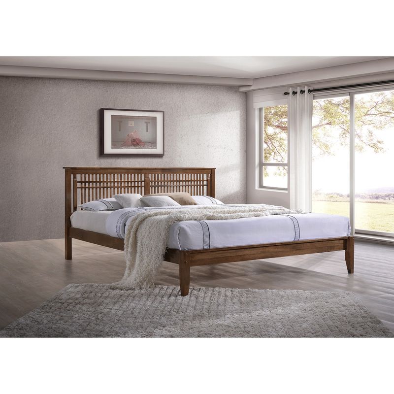 Contemporary Wood Platform Bed by Baxton Studio - King Size Bed-Walnut Brown