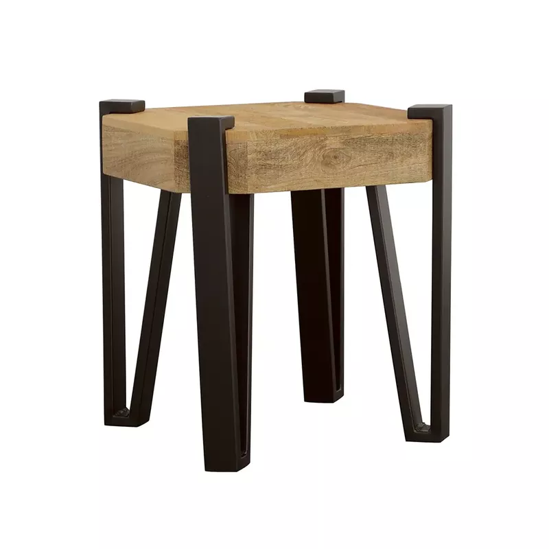 Winston Wooden Square Top End Table Natural and Matte Black