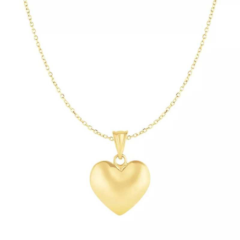 Puffed Heart Pendant in 10k Yellow Gold (18 Inch)