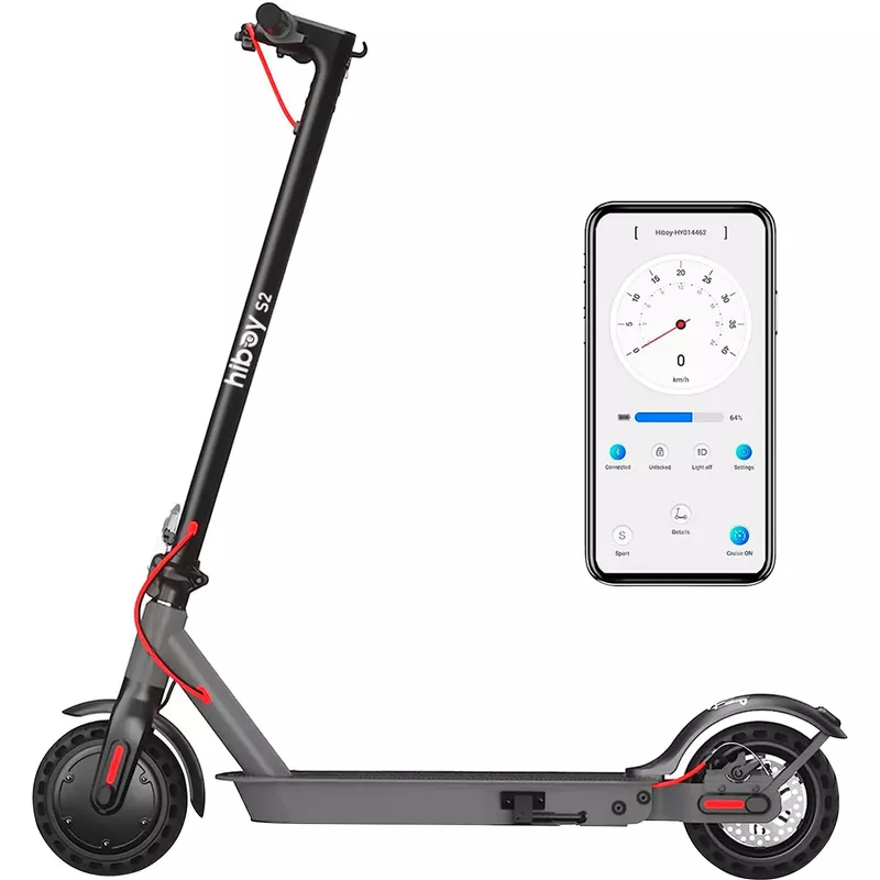 HiBoy - S2 Foldable Electric Scooter w/ 17 mi Max Operating Range & 19 mph Max Speed - Grey