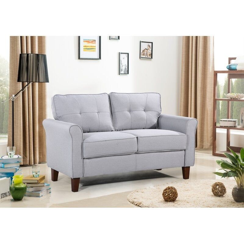 Kouchouk  54.5'' Linen Flared Arm Loveseat - Drak Grey