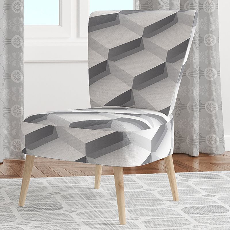 Designart 'White Abstract Pattern' Upholstered Scandinavian Accent Chair - Slipper Chair