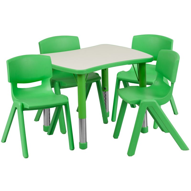 21.875"W x 26.625"L Rectangle Plastic Activity Table Set with 4 Chairs - Natural