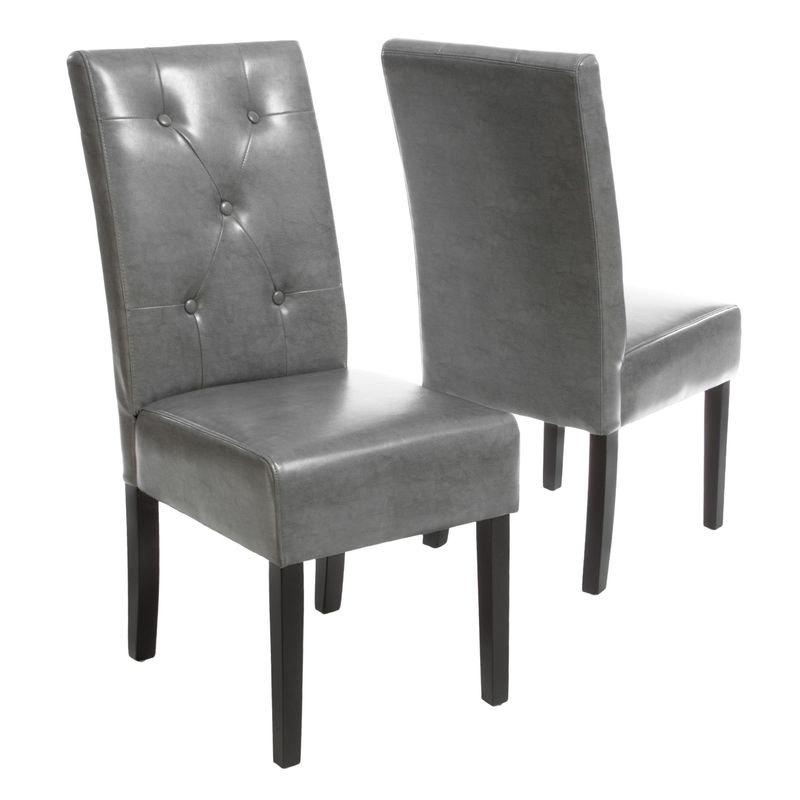 Taylor Grey Bonded Leather Dining Chair (Set of 2) by Christopher Knight Home - Taylor Grey Bonded Leather Dining Chair (Set of 2)