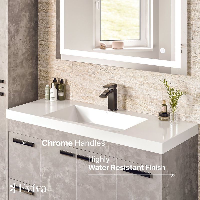 Eviva Lugano 48 inch Cement Gray Modern Bathroom Vanity with White Integrated Acrylic Top - Grey - Wood Finish