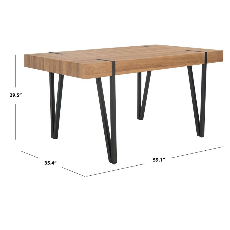 SAFAVIEH Alyssa Mid-Century Industrial Rustic Dining Room Table - 59.1" W x 35.4" L x 29.5" H - Grey Oak/ Black  Legs