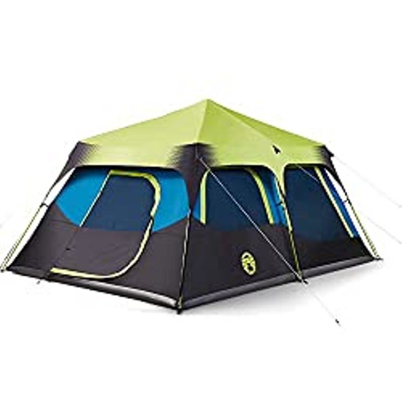 Coleman 2000032730 Camping Tent | 10 Person Dark Room Cabin Tent with Instant Setup, Green/Black/Teal