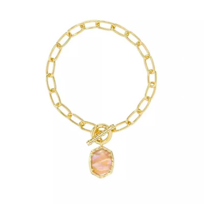 Kendra Scott Daphne Link and Chain Bracelet (Gold/Light Pink Iridescent Abalone)