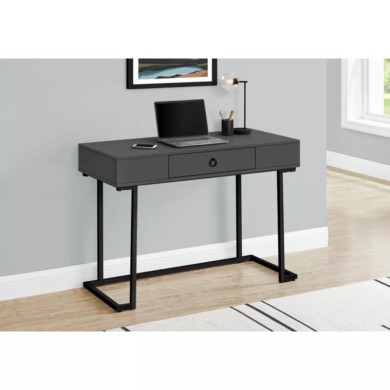 Computer Desk/ Home Office/ Laptop/ Storage Drawers/ 42"L/ Work/ Metal/ Laminate/ Grey/ Black/ Contemporary/ Modern