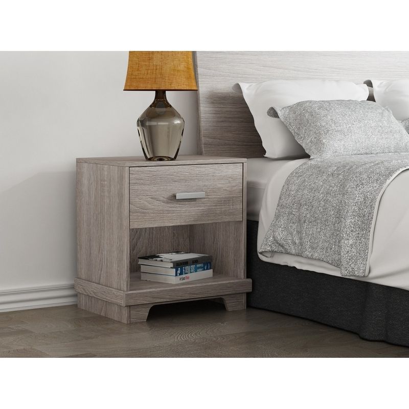 Homestar Soho Nightstand with 1 drawer in Java Brown/Sonoma Finish - Brown - Cappuccino Finish