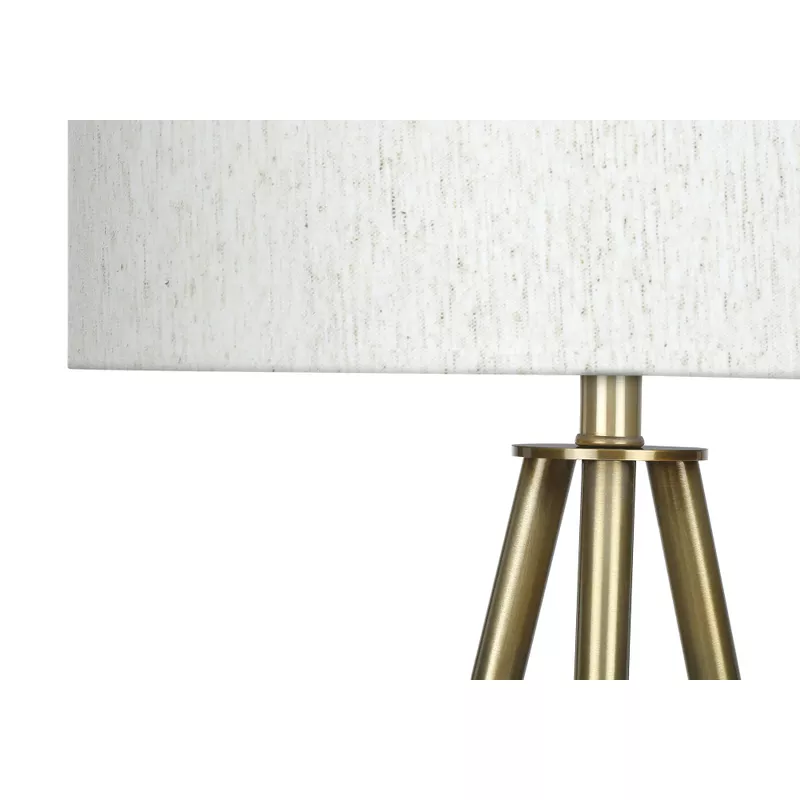 Lighting - 63"H Floor Lamp Brass Metal / Ivory Shade
