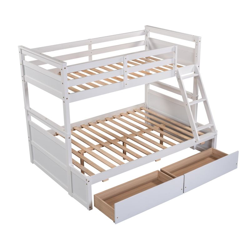 Rent to own Twin over Full Bunk Bed with Storage - White - FlexShopper