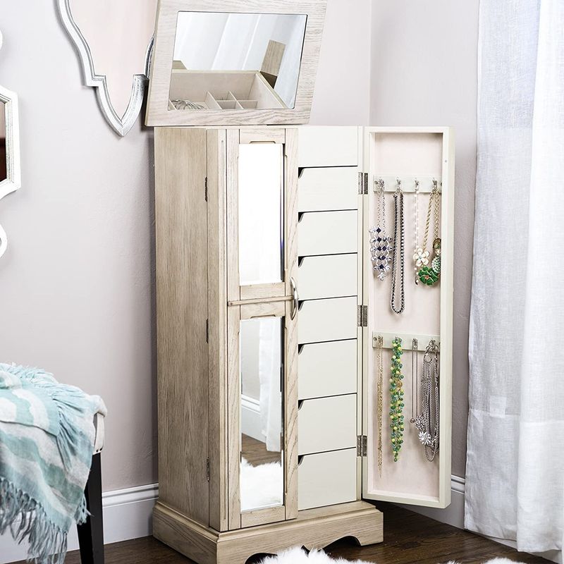 Hives & Honey Chelsea Taupe Jewelry Armoire - Walnut