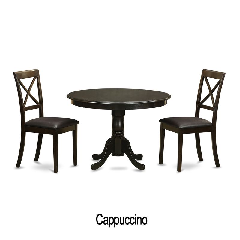 3-piece Dining Table and 2 Kitchen Chairs - Wood seat