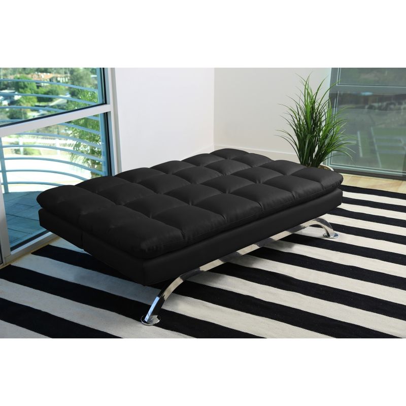 Abbyson Vienna Bonded Leather Euro Futon Sofa - Black