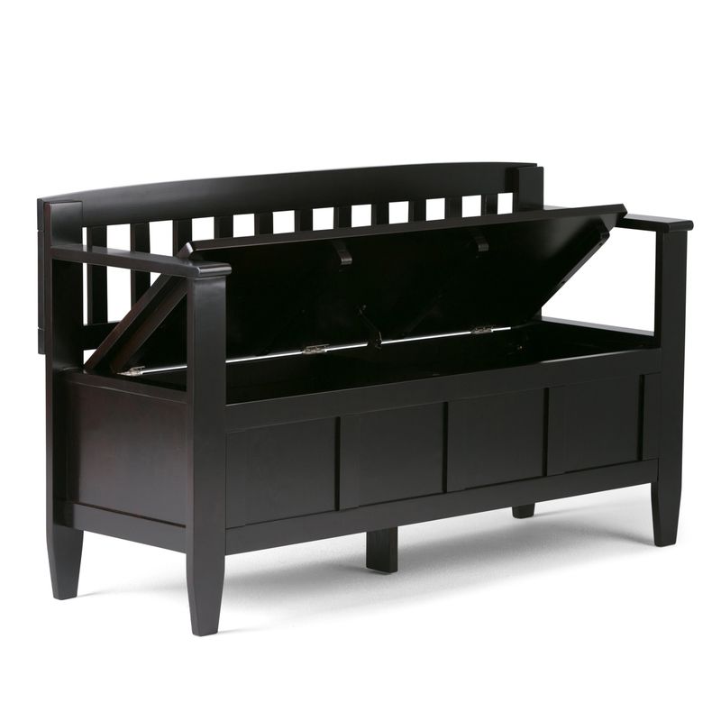 WYNDENHALL Riverside SOLID WOOD 48 inch Wide Contemporary Entryway Storage Bench - 20 inch wide - Black