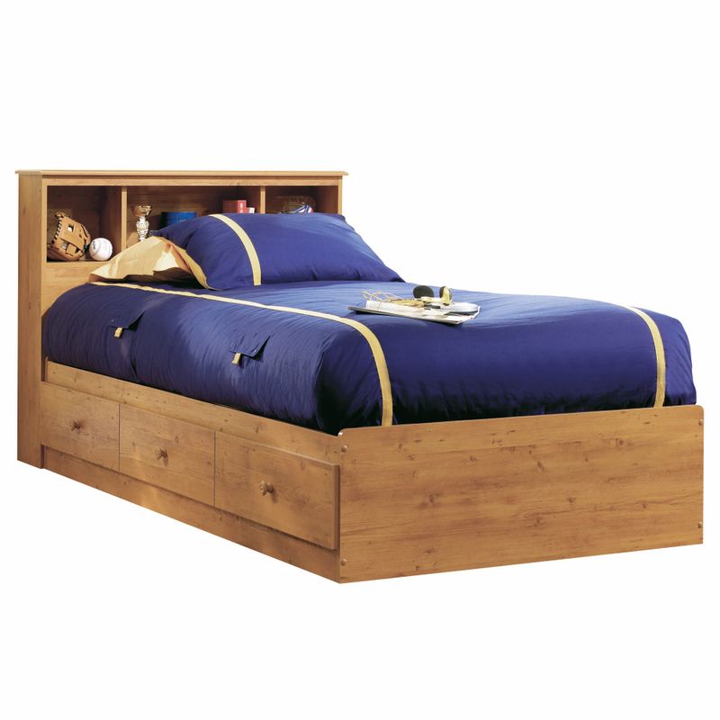 South Shore Little Treasures Twin Storage Bed and Bookcase Headboard, Country Pine - Little Treasures Twin Bed and Headboard