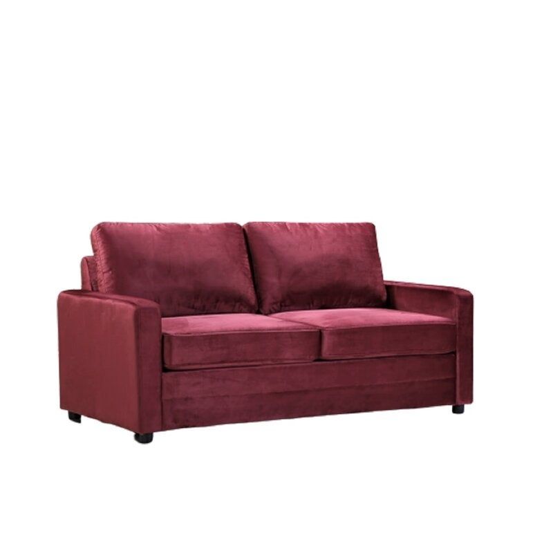 Knightsville Velvet 70" Square Arms Sofa Bed - Pink