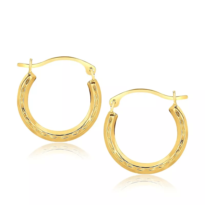 10k Yellow Gold Fancy Hoop Earrings