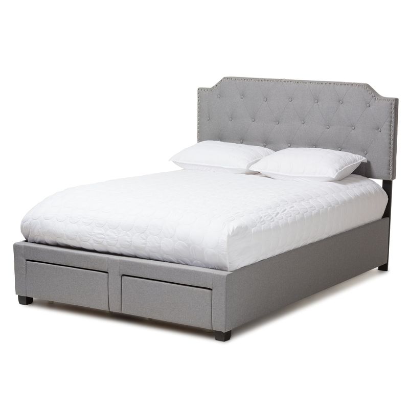 Contemporary Grey Fabric Storage Bed by Baxton Studio - King - Grey