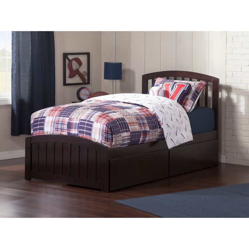 Richmond Twin Platform Bed with Matching Foot Board with 2 Urban Bed Drawers in Espresso