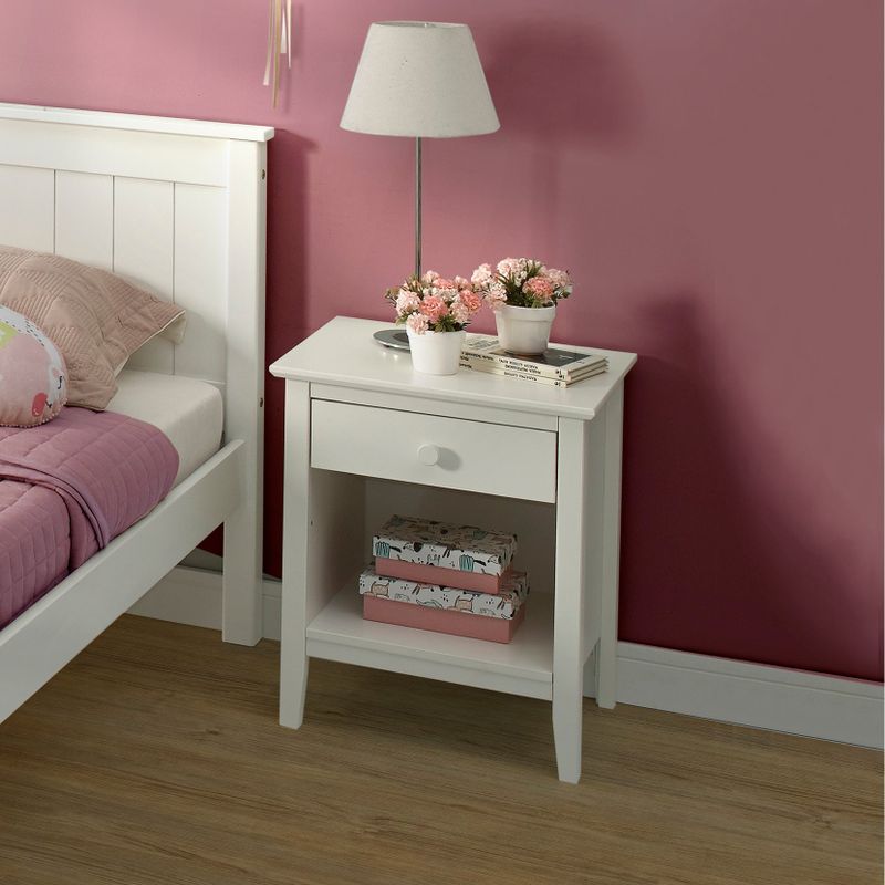 Taylor & Olive Snowberry 1-drawer Pine Wood Nightstand - Grey