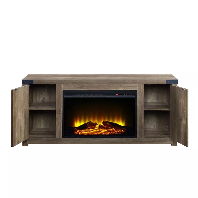 ACME Tobias Fireplace, Rustic Oak Finish