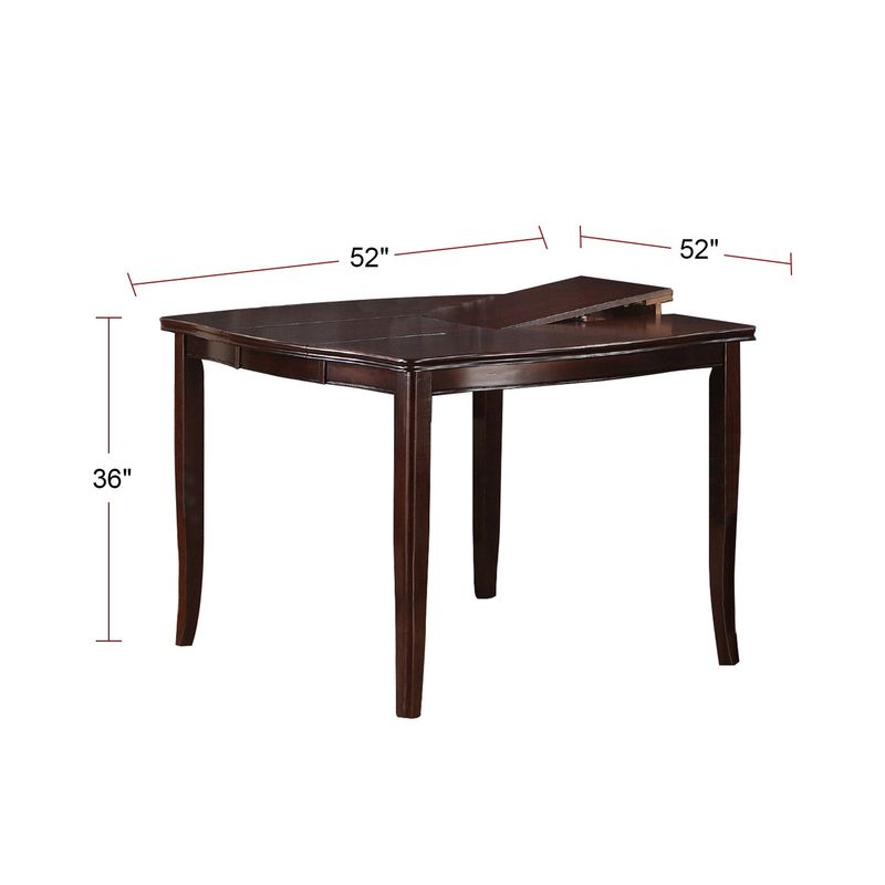 Wooden Dining Table with Butterfly Leaf in Dark Brown - Standard Height