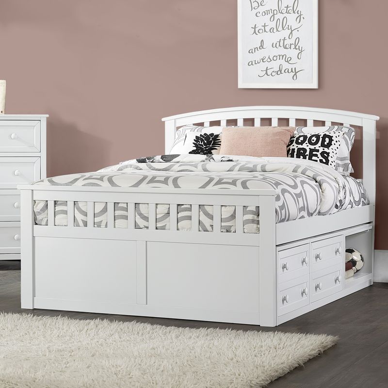 Charlie Wood Full Captain's Bed with 2 Storage Units - White