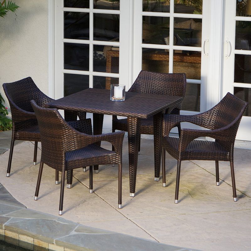 Cliff Outdoor 5-piece Wicker Dining Set by Christopher Knight Home - Multi-Brown