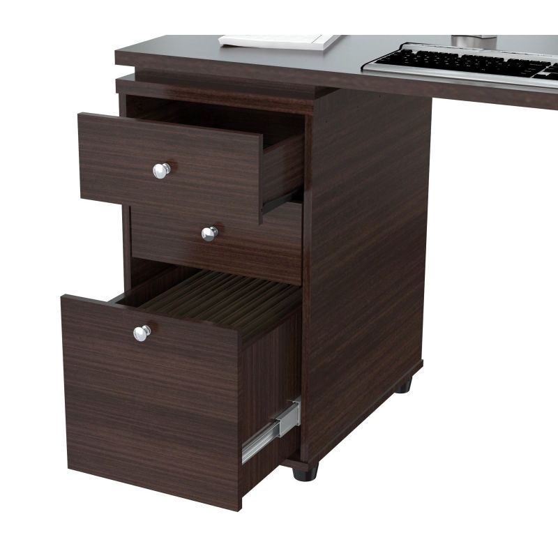 Inval L-shaped Computer Workstation Desk - Espresso-Wenge Computer Work Station "L" Shaped