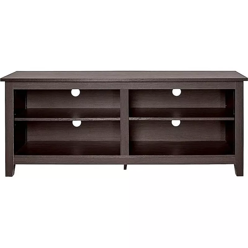 Walker Edison - Modern 58" Wood Open Storage TV Stand for Most TVs up to 65" - Espresso