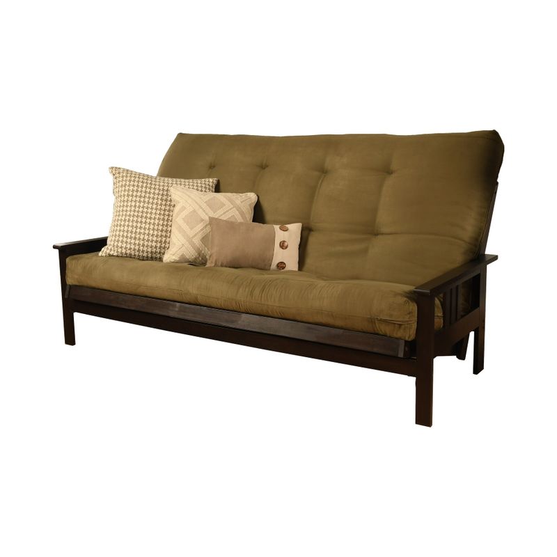 Rent to own Porch & Den DeSoto Hardwood/ Suede QueenSize Futon Set