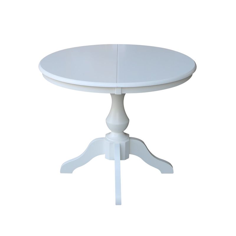 Porch & Den Azores White Round-top Pedestal Table with Leaf - White Bar Height