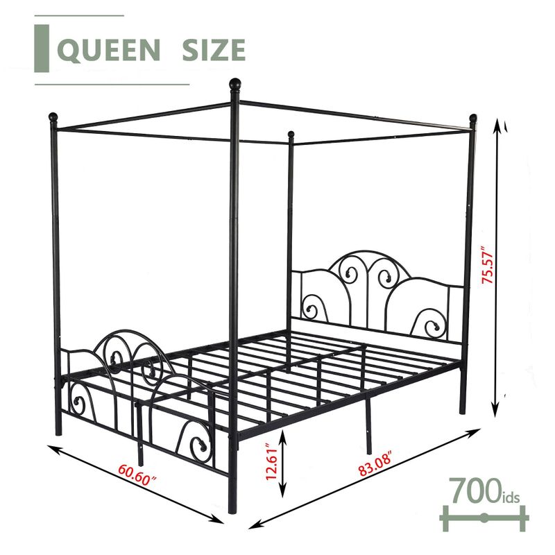 Rent to own Alazyhome Canopy Metal Bed Frame, Metal Slat Support ...